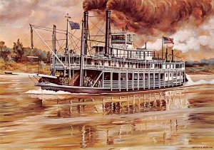 Tarascon River Steamship, Excursion Boat Painting Ferry Boat Ship 