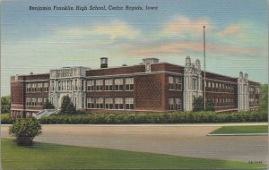 Postcard Benjamin Franklin High School Cedar Rapids Iowa IA