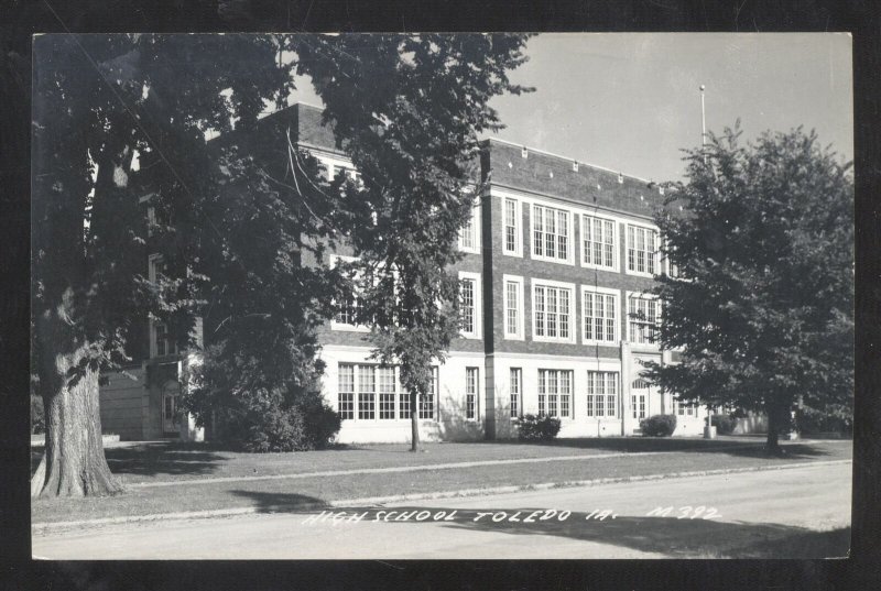 RPPC TOLEDO IOWA HIGH SCHOOL BUILDING VINTAGE REAL PHOTO POSTCARD