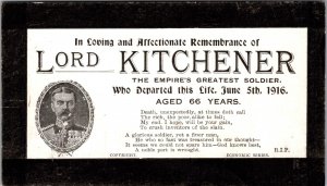 1916 Mint England Lord Kitchener Greatest Soldier Mourning Postcard Memorial