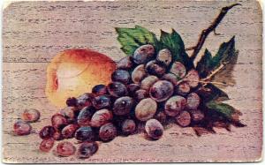 postcard Peach and Grapes posted 1908