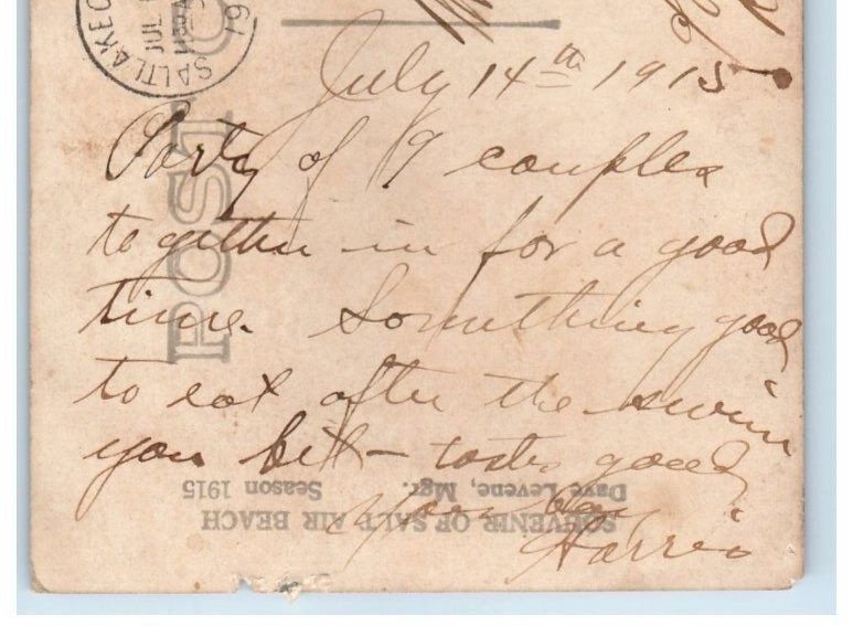 1915 Swimming Bathing Scene Saltair Beach Salt Lake City UT RPPC Photo Postcard