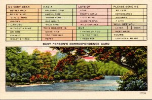 Humour Busy Person's Correspondence Card River Scene