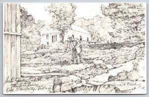 Sketches~Massachusetts~Meeting House @ Old Sturbridge Village~Vintage Postcard