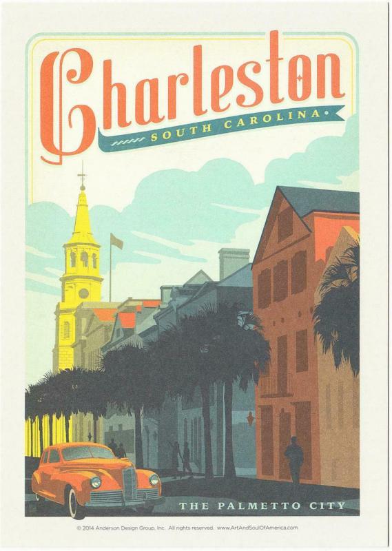 Postcard of Charleston SC The Palmetto City Travel Poster Style Postcard