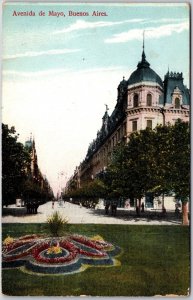 1913 Avenida De Mayo Buenos Aires Argentina AR Grounds Park View Posted Postcard