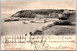 Glücksburg Germany, Strandhotel, Baltic Sea Resort & Steamship Pier, Postcard