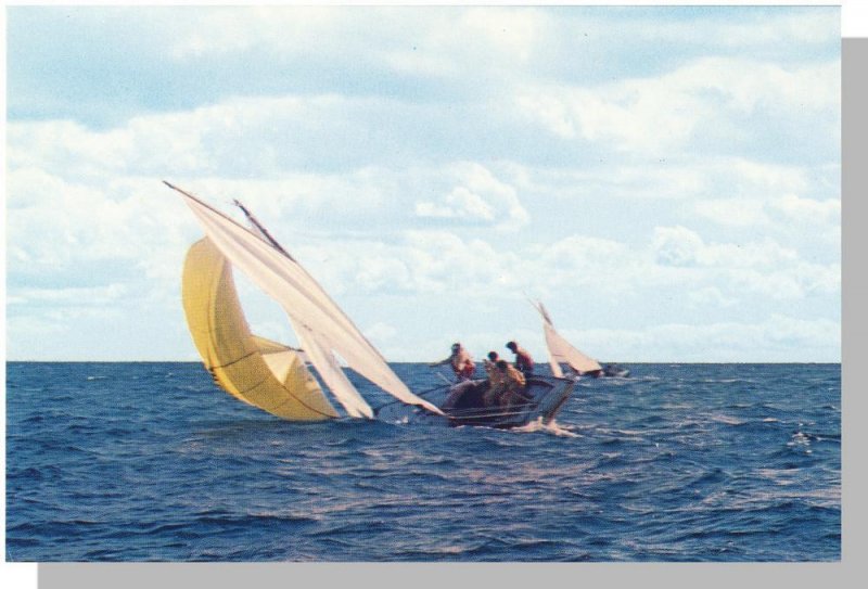 Beautiful Cape Cod Postcard, Sail Boat Racing On Ocean, Massachusetts/MA