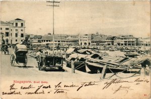 PC CPA SINGAPORE, BOAT QUAY, VINTAGE POSTCARD (b4178)