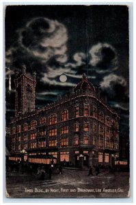1915 Times BLDG. Night First And Broadway Los Angeles California CA Postcard 