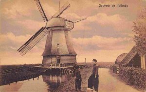 Windmill Holland Netherlands 1910c postcard