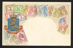 NETHERLANDS Stamps on Postcard Embossed Shield Used c1907