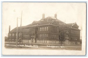 1912 High School Building Columbus Nebraska NE Richland NE RPPC Photo Postcard