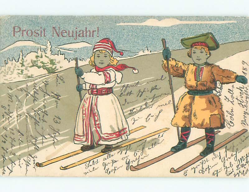 Divided-Back NEW YEAR SCENE Great Postcard W7486