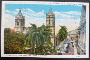 Mint Panama Picture Postcard Cathedral Church and Sosa Street view 