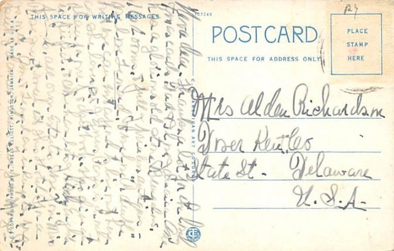 Mandeville Hotel Jamaica Writing on back 