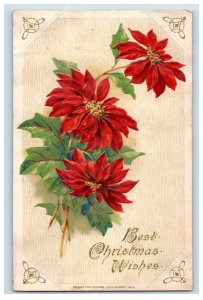 1910's John Winsch Christmas Embossed Poinsettia Original Vintage Postcard P26E