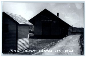 c1960's MILW Center JCT Iowa IA Railroad Train Depot Station RPPC Photo Postcard