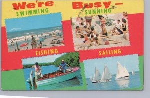 We're Busy Swimming, Sunning, Fishing, Sailing, Vintage 1974 Multiview Postcard