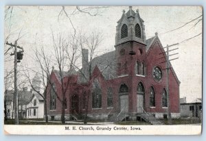 Grundy Center Iowa IA Postcard M.E. Methodist Church Trees Exterior View 1913