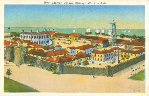 Chicago World's Fair Spanish Village White Border Postmarked 1934 Expo C...