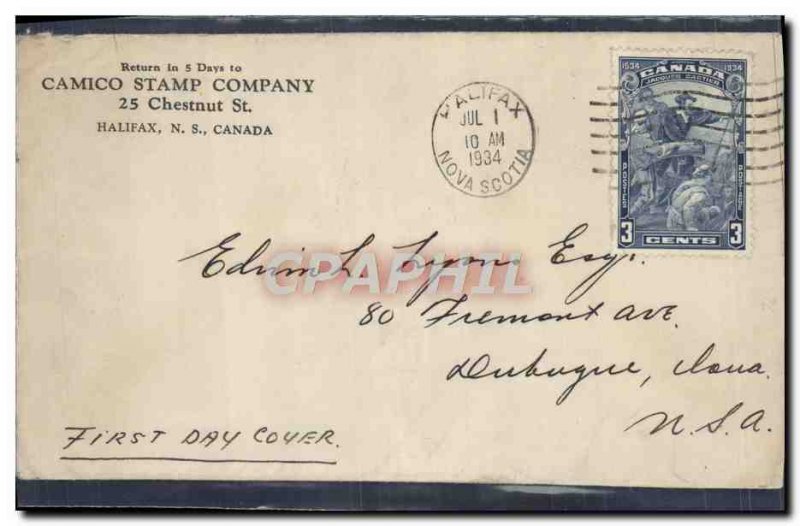 Letter Halifax Canada to USA FDC Cartier July 1, 1934