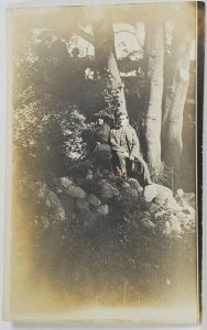 Rppc Bush Gardens Couple Posing Rocky Hillside People Above in Tree Postcard R3