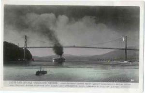 Colorized RPPC of Lions Gate Bridge, Vancouver British Columbia BC Canada