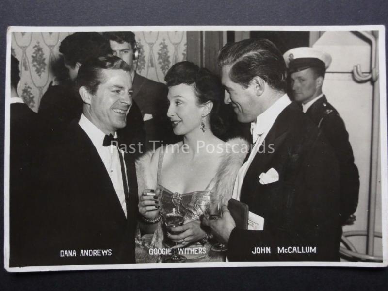 Actors: Dana Andrews, Googie Withers & John McCallum - Old RP Postcard