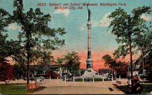 Indiana Michigan City Washington Park Soldiers and Sailors Monument 1914