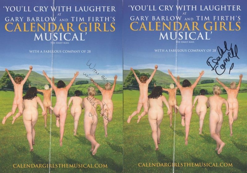 Calendar Girls Gary Barlow Musical 2x Folded Hand Signed Flyer s