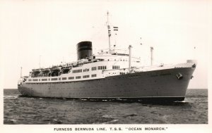 Ship Furness Bermuda Line T.S.S. Ocean Monarch Boat RPPC Photo Vintage Postcard