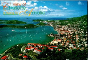 Vintage Charlotte Amalie St. Thomas U.S. Virgin Islands Postcard Aerial View CF6