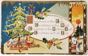 Christmas in the East West North & South all the Zest 1911 Cannelton Postcard F1