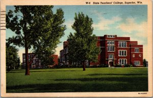 Vtg 1950s State Teachers College Superior Wisconsin WI Linen Postcard