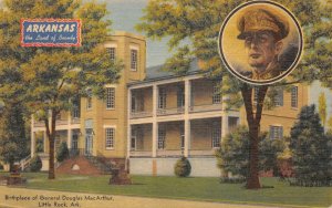 GENERAL DOUGLAS MacARTHUR LITTLE ROCK ARKANSAS MILITARY POSTCARD (c. 1940s)