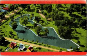 Aerial View of the Lagoon in Liberty Park, Sedalia MO c1955 Vintage Postcard E41