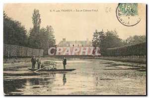 Old Postcard Vigneux Lake and Castle Fight