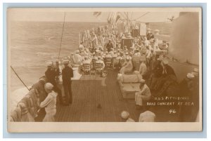 c1920's U.S.S Pittsburgh Band Concert At Sea Ship RPPC Photo Antique Postcard 