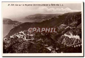 Old Postcard Eze Overlooking the average catch of Belle Vue cornice