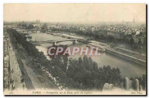 Old Postcard Perspective Paris on the Seine taken Louvre