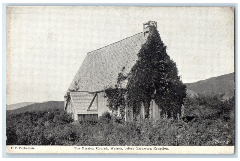 c1910 Mission Church Building Wairoa Tarawera Eruption New Zealand Postcard