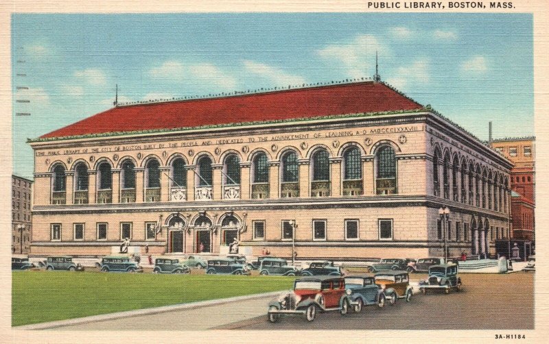 Vintage Postcard 1946 Public Library Books Resources Boston Massachusetts MA