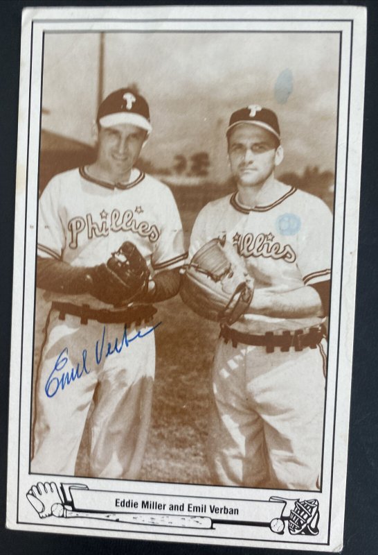 Mint USA Real Picture Postcard Baseball Players  Phillies 1948 Emil Verba Signed