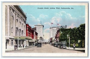 c1910's Forsyth Street Looking West Car-lined Jacksonville Florida FL Postcard