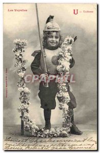 Old Postcard Fun Children Vowels Letter U Uniform Army