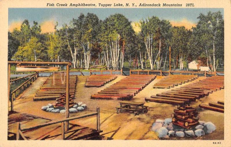 Tupper Lake New York Fish Creek Amphitheatre Antique Postcard J48202