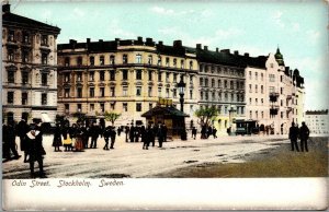 Vtg Stockholm Sweden Odin Street 1905 Old View Postcard