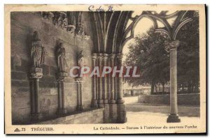 Old Postcard Treguier The Cathedral Statues on the & # 39interieur new porch