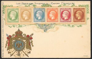 FRANCE Stamps on Postcard Shield Unused c1905